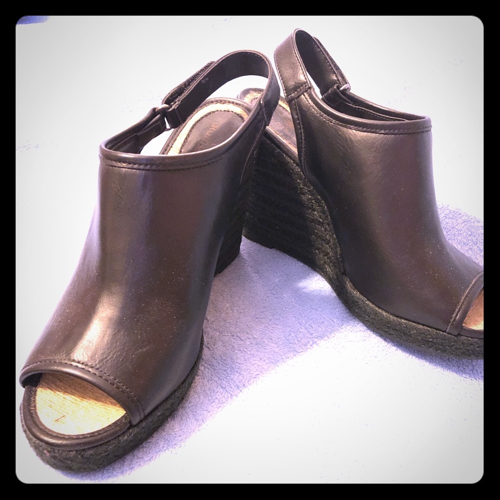 Black Wedge Sandal- Size 8.5